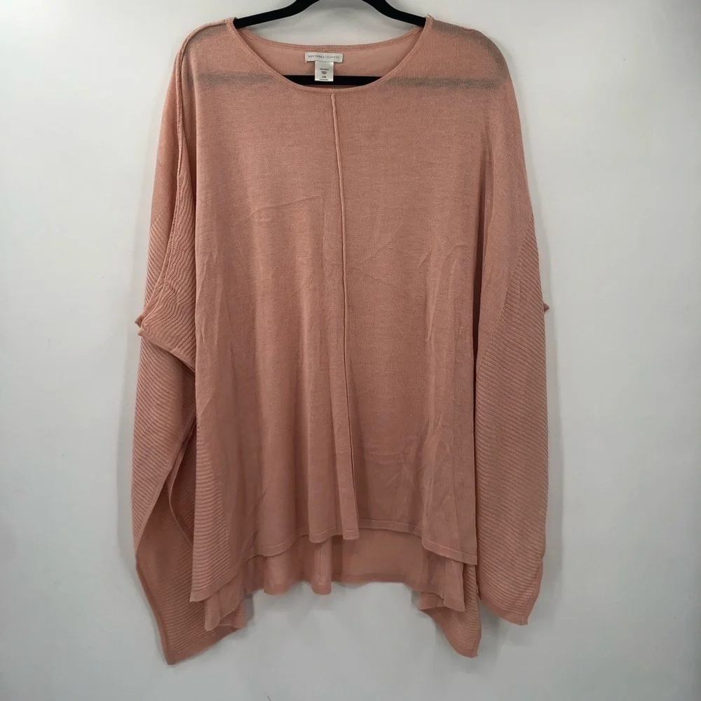 NEW YORK & COMPANY Poncho Cape Sweater Layer Blush Pink Flowy L/XL Women Fall